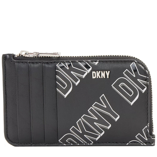 DKNY Phoenix Zip Card Case in Black White R23ZIH42