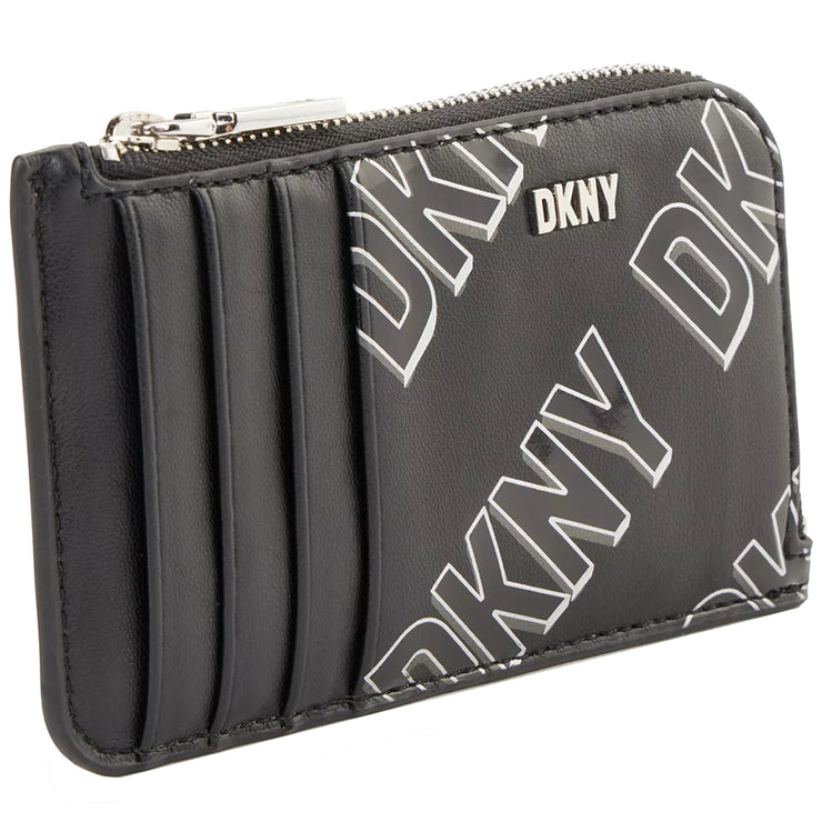 DKNY Phoenix Zip Card Case in Black White R23ZIH42