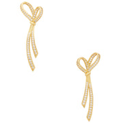 Kate Spade All Tied Up Pave Drop Earrings in Clear/ Gold k6911