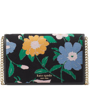 Kate Spade Floral Jacquard Chain Wallet in Black Multi k7067