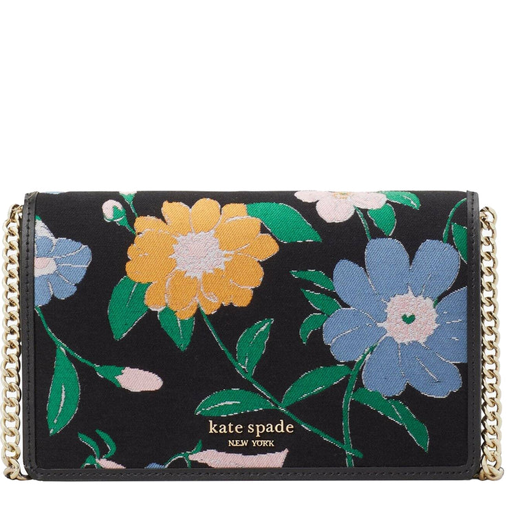 Kate Spade Floral Jacquard Chain Wallet in Black Multi k7067