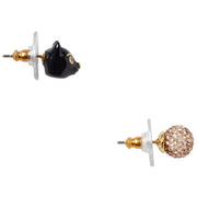 Kate Spade House Cat Asymmetrical Stud Earrings in Black Multi o0R00301