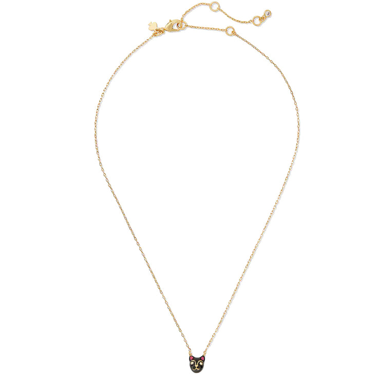 Kate Spade House Cat Mini Pendant Necklace in Black Multi o0R00300