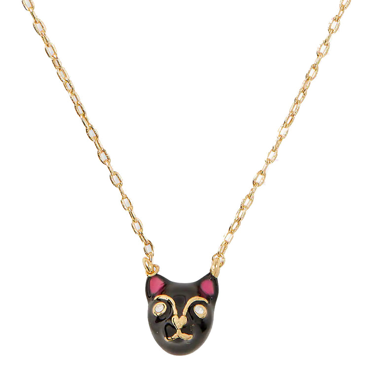 Kate Spade House Cat Mini Pendant Necklace in Black Multi o0R00300