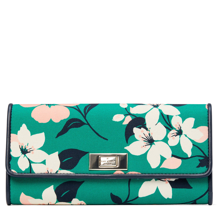 Kate Spade Lucia Lily Blooms Large Slim Flap Wallet 