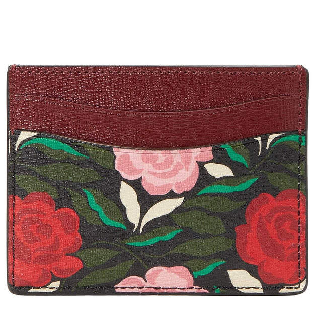 Kate Spade Morgan Rose Garden Cardholder in Black Multi k9239