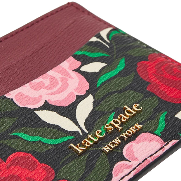 Kate Spade Morgan Rose Garden Cardholder in Black Multi k9239
