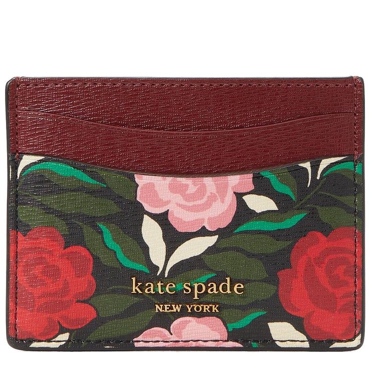 Kate Spade Morgan Rose Garden Cardholder in Black Multi k9239