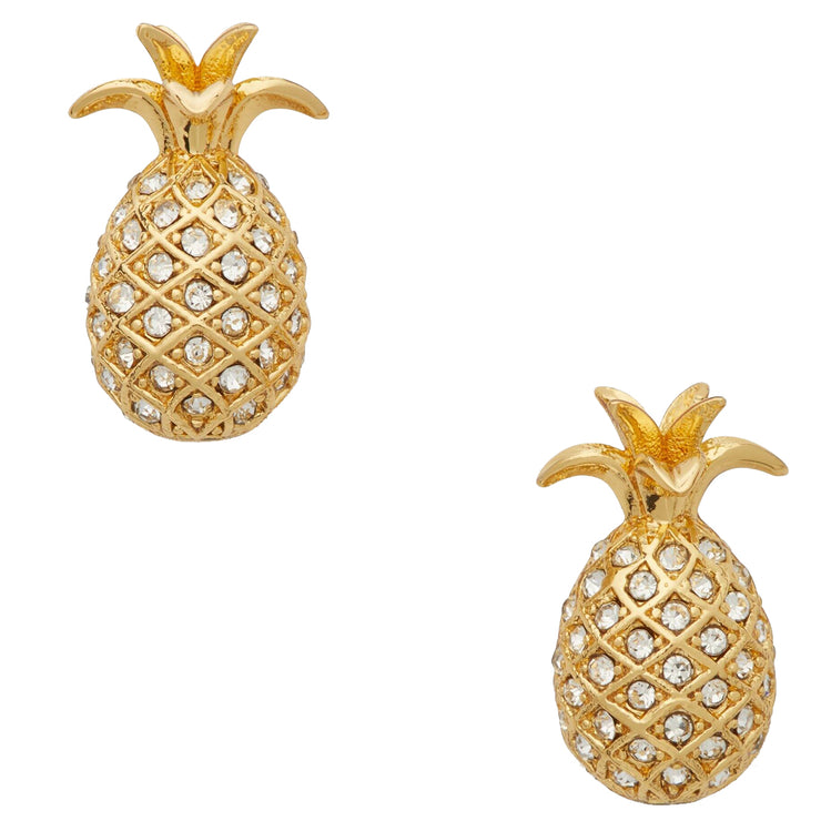 Kate Spade Pineapple Passion Studs Earrings in Clear/ Gold k8038