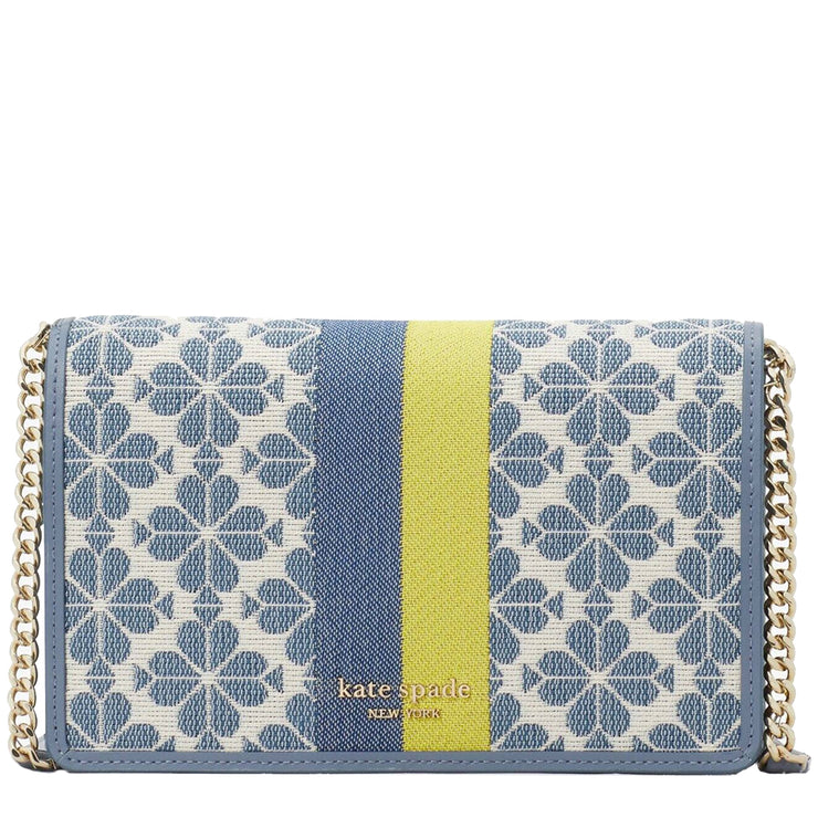 Kate Spade Spade Flower Jacquard Stripe Chain Wallet Crossbody Bag in Morning Sky Multi pwr00447