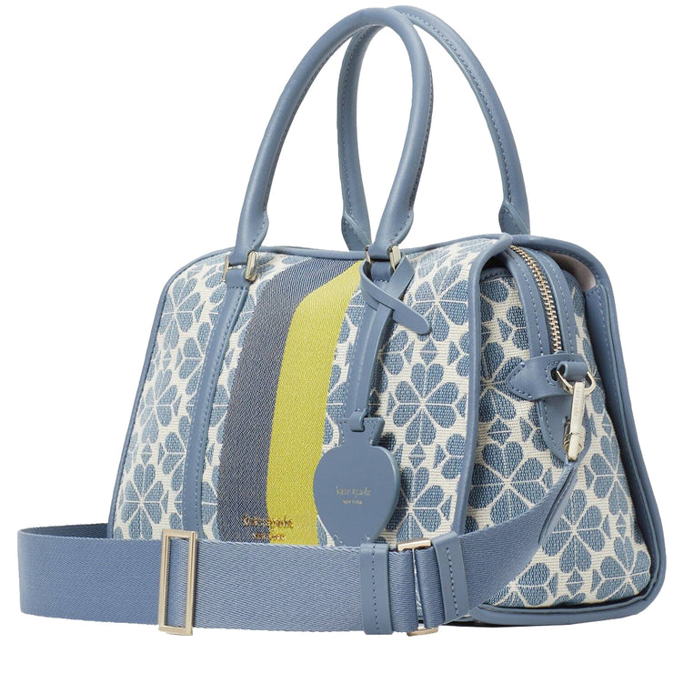 Kate Spade Spade Flower Jacquard Stripe Medium Satchel Bag in Morning Sky Multi K6604