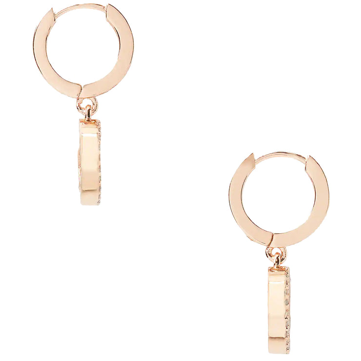 Kate Spade Spot The Spade Pave Huggies Earrings in Clear/ Rose Gold k9175