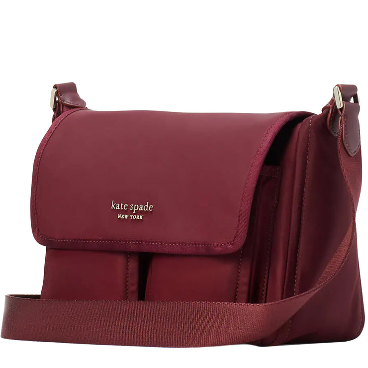 The Little Better Sam Nylon Medium Messenger Bag in Dark Merlot k5051