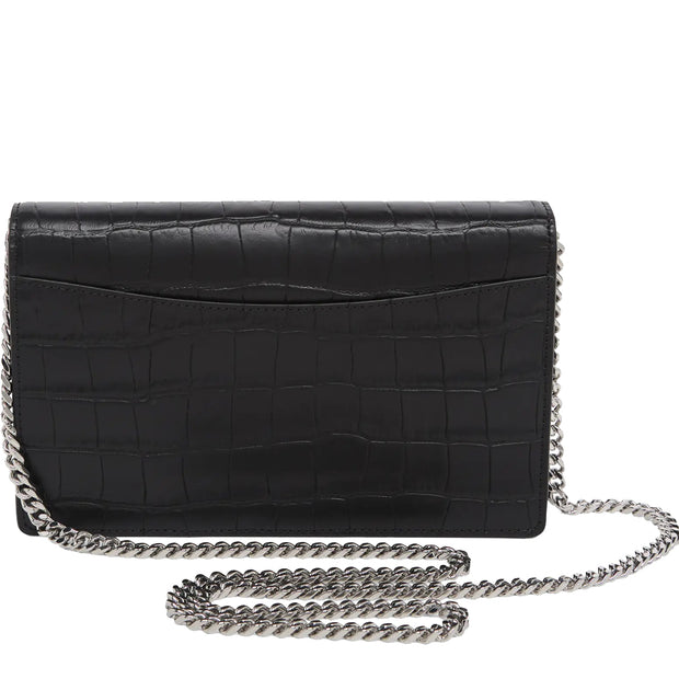 Marc Jacobs Croc Embossed Party On-A-Chain Crossbody/ Clutch Bag in Black S101L01RE22