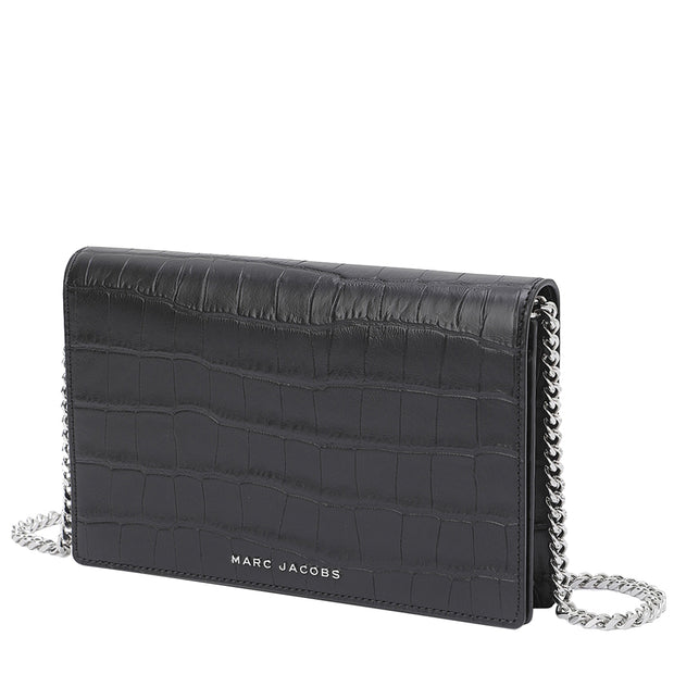 Marc Jacobs Croc Embossed Party On-A-Chain Crossbody/ Clutch Bag in Black S101L01RE22