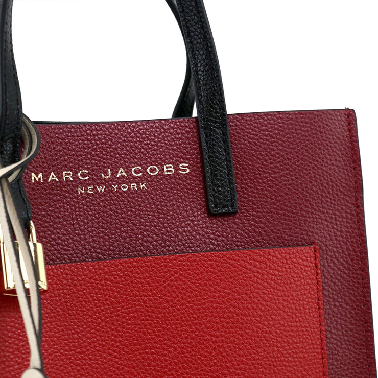 Marc Jacobs Mini Grind Colorblock Leather Tote Bag in Pomegranate Multi M0016132