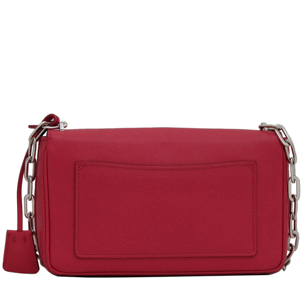 Prada 1BD974 Saffiano Soft Leather Flap Shoulder Bag- Peonia