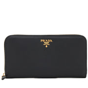 Prada 1ML506 Saffiano Leather Zip Around Long Wallet - Black