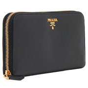 Prada 1ML506 Saffiano Leather Zip Around Long Wallet - Black