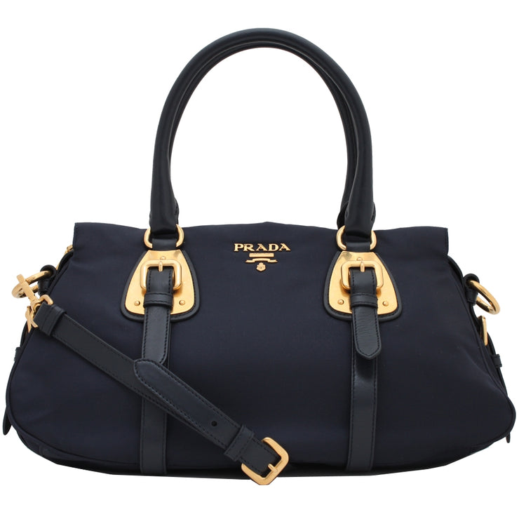 Prada BN2864 Tessuto Nylon Convertible Top Handle Bag- Blue