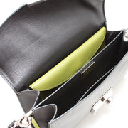 Prada BN924K Saffiano Lux Leather Flap Shoulder Bag- Mercurio- Edera