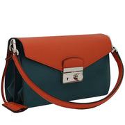 Prada BN924K Saffiano Lux Leather Flap Shoulder Bag- Ottanio- Papaya