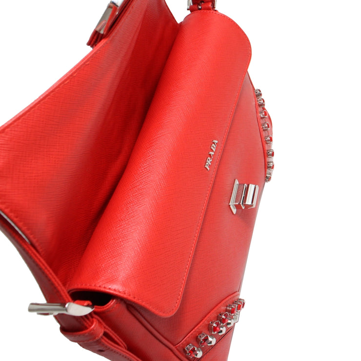 Prada BR5084 Saffiano Soft Leather Flap Shoulder Bag- Lacca