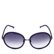 Ladies Round Leather Effect Sunglasses
