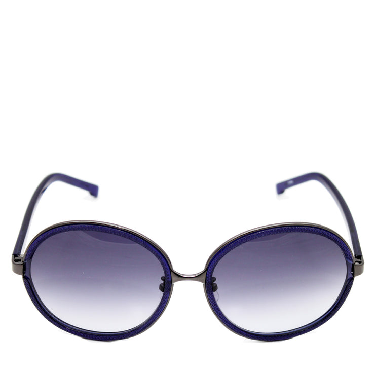 Ladies Round Leather Effect Sunglasses