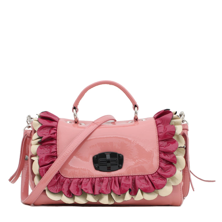 Miu Miu Convertible Patent Top Handle Bag with Flap