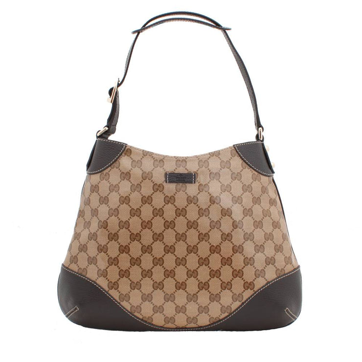 Gucci GG Crystal Capri Hobo Bag  w Leather Trim