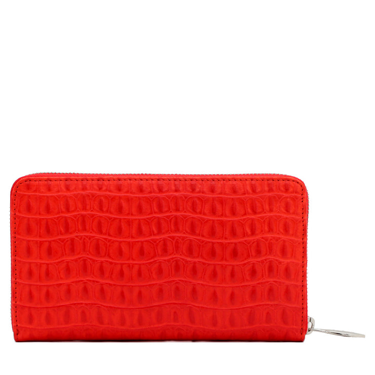 Furla Alligator Embossed Leather Zip Around Continental Wallet