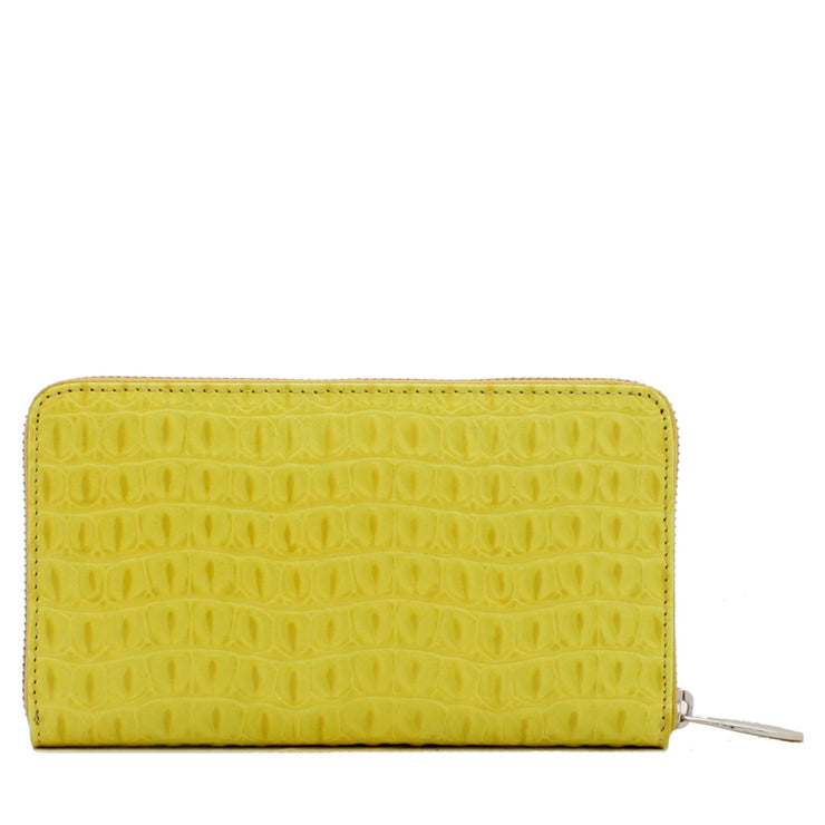 Furla Alligator Embossed Leather Zip Around Continental Wallet