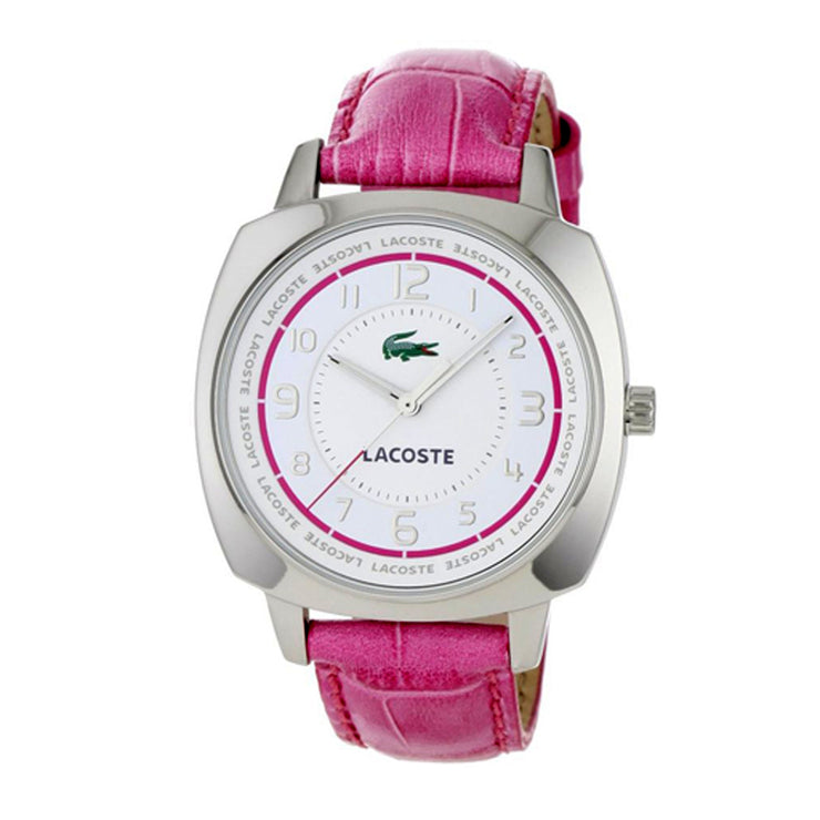Ladies Pink Croc-Embossed Leather Watch w White Dial