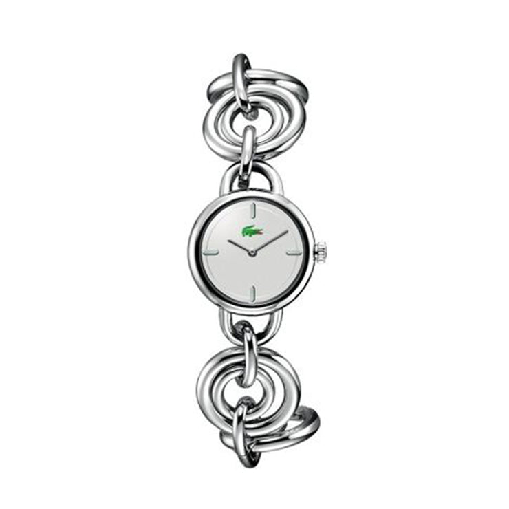 Lacoste Ladies Silver Chain Link Dress Watch w Silver Dial