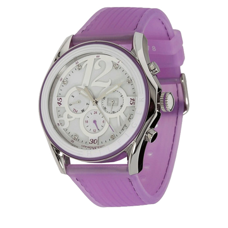 Ladies Purple Silicon Strap Watch w Mother-of-Pearl Dial